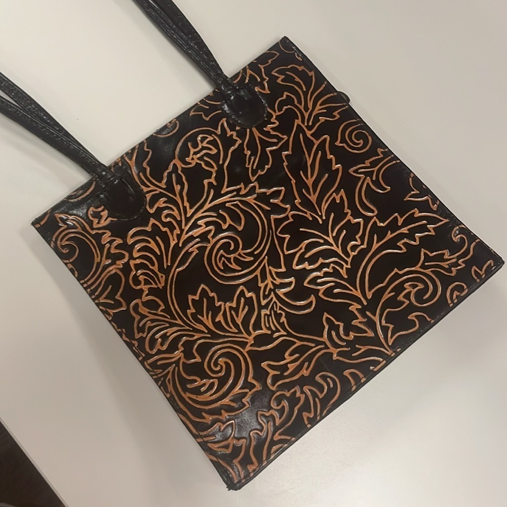 Made in India Black & Tan Leather Shoulder / Tote Bag - Picture 2 of 14